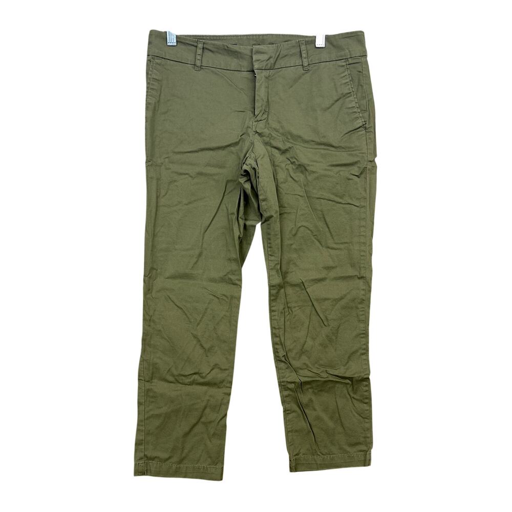 Kut from the Kloth Women Pant Olive Green Mid Rise Taylor Crop Trouser Stretch 8
